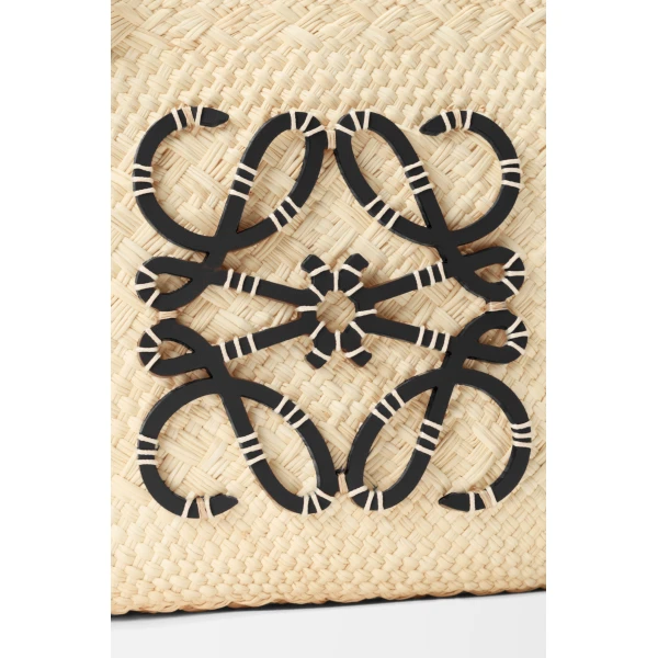 Loewe Small Anagram basket bag in iraca palm and calfskin, Natural/Black | Totes & Top-Handle Bags | Coveti