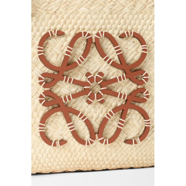 Loewe Small Anagram basket bag in iraca palm and calfskin, Natural/Tan | Totes & Top-Handle Bags | Coveti