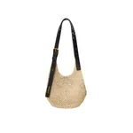 Loewe Small Punch Hole hobo in raffia and calfskin, Natural/Black | Totes & Top-Handle Bags | Coveti