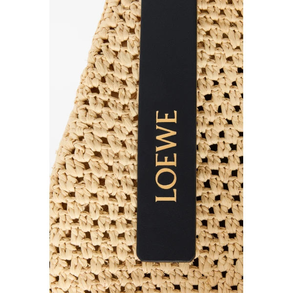 Loewe Small Punch Hole hobo in raffia and calfskin, Natural/Black | Totes & Top-Handle Bags | Coveti