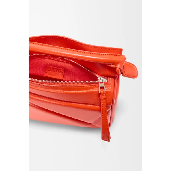 Loewe Small Puzzle Blown bag in glossy lambskin, Vivid Orange | Shoulder & Crossbody Bags | Coveti