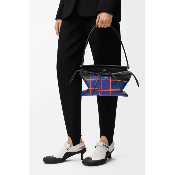 Loewe Small Whisker bag in check intarsio, Black/Multicolor | Shoulder & Crossbody Bags | Coveti