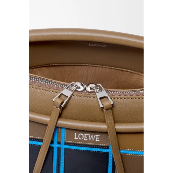 Loewe Small Whisker bag in check intarsio, Brownish Green/Multicolor | Shoulder & Crossbody Bags | Coveti