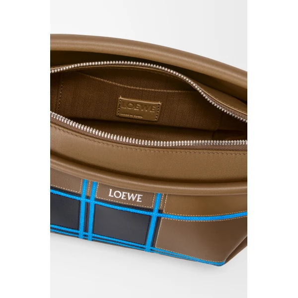 Loewe Small Whisker bag in check intarsio, Brownish Green/Multicolor | Shoulder & Crossbody Bags | Coveti