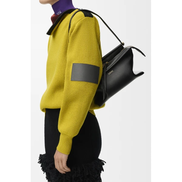 Loewe Small Whisker bag in glazed calfskin, Black | Shoulder & Crossbody Bags | Coveti