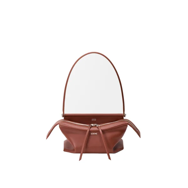 Small Whisker bag in glazed calfskin, Cognac