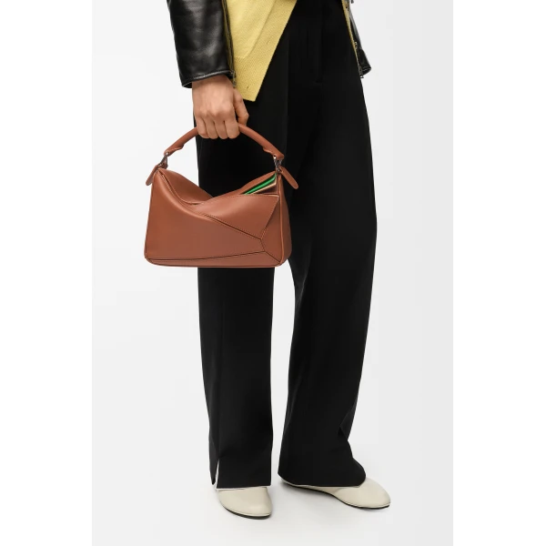 Loewe Small layered Puzzle bag in classic calfskin, Multicolor Squirrel | Shoulder & Crossbody Bags | Coveti