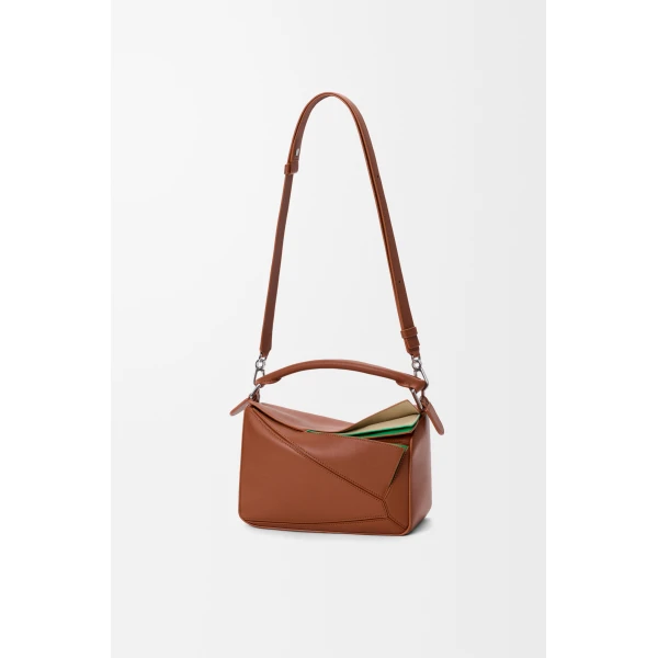 Loewe Small layered Puzzle bag in classic calfskin, Multicolor Squirrel | Shoulder & Crossbody Bags | Coveti