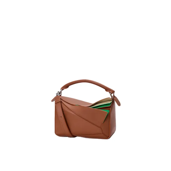 Loewe Small layered Puzzle bag in classic calfskin, Multicolor Squirrel | Shoulder & Crossbody Bags | Coveti