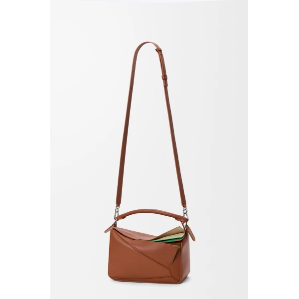 Loewe Small layered Puzzle bag in classic calfskin, Multicolor Squirrel | Shoulder & Crossbody Bags | Coveti