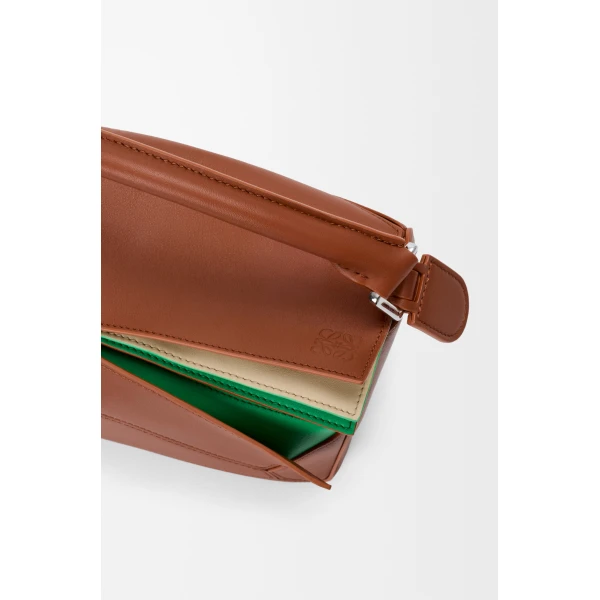 Loewe Small layered Puzzle bag in classic calfskin, Multicolor Squirrel | Shoulder & Crossbody Bags | Coveti
