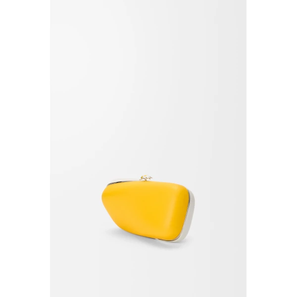 Loewe Twisted Minaudiere in bicolour nappa lambskin, Daisy Yellow/White | Mini Bags | Coveti