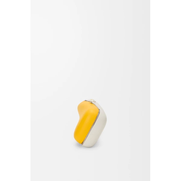 Loewe Twisted Minaudiere in bicolour nappa lambskin, Daisy Yellow/White | Mini Bags | Coveti
