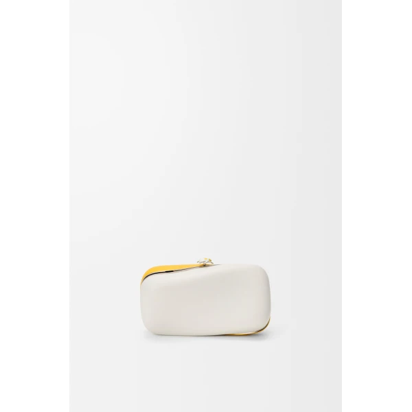 Loewe Twisted Minaudiere in bicolour nappa lambskin, Daisy Yellow/White | Mini Bags | Coveti