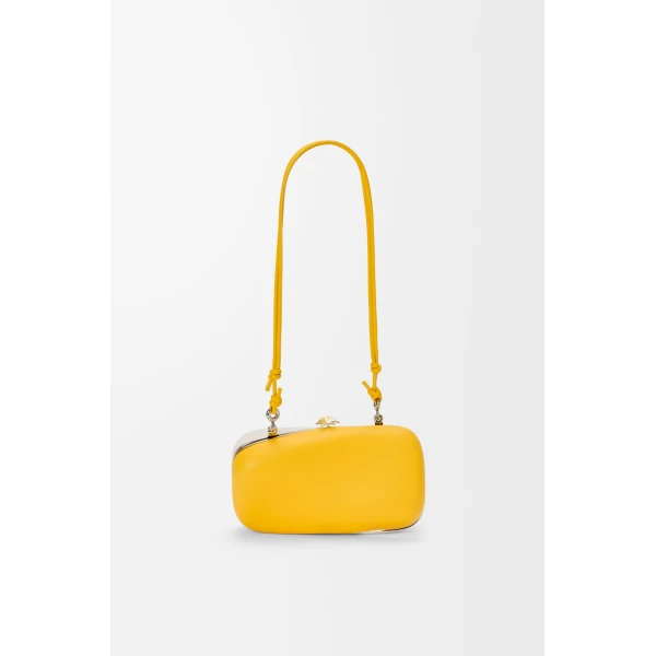 Loewe Twisted Minaudiere in bicolour nappa lambskin, Daisy Yellow/White | Mini Bags | Coveti