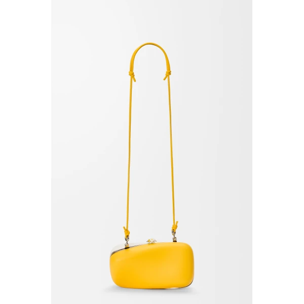 Loewe Twisted Minaudiere in bicolour nappa lambskin, Daisy Yellow/White | Mini Bags | Coveti