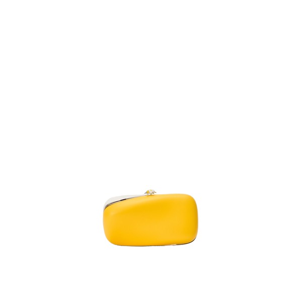 Loewe Twisted Minaudiere in bicolour nappa lambskin, Daisy Yellow/White | Mini Bags | Coveti