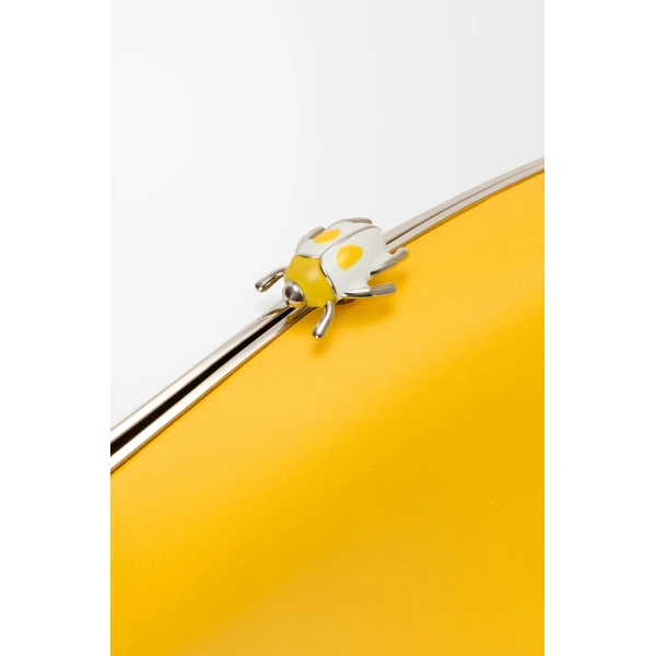 Loewe Twisted Minaudiere in bicolour nappa lambskin, Daisy Yellow/White | Mini Bags | Coveti