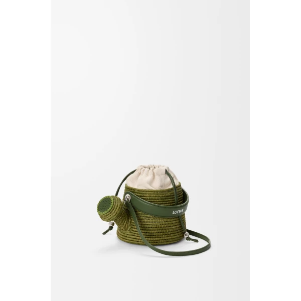 Loewe Watering Can bag in raffia and calfskin, Green | Totes & Top-Handle Bags | Coveti