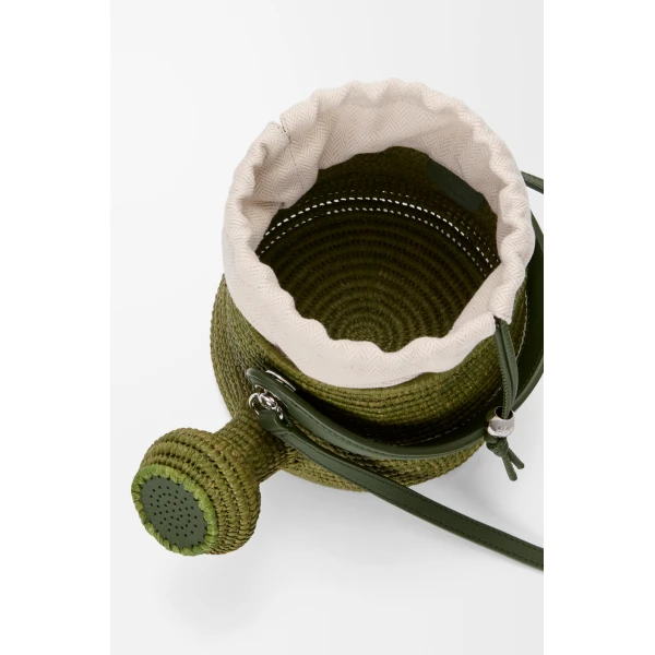Loewe Watering Can bag in raffia and calfskin, Green | Totes & Top-Handle Bags | Coveti