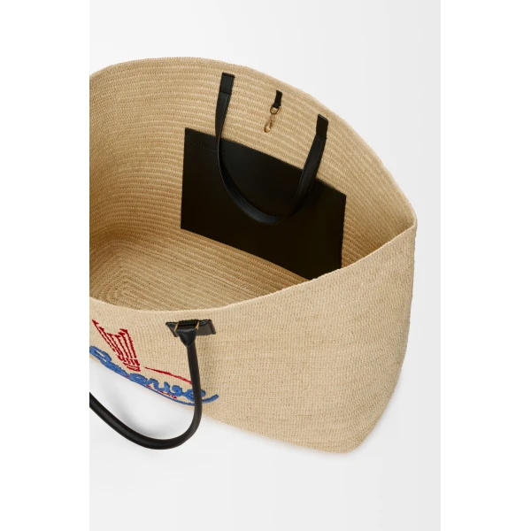 Loewe XL Verano tote in raffia, White/Multicolor | Totes & Top-Handle Bags | Coveti