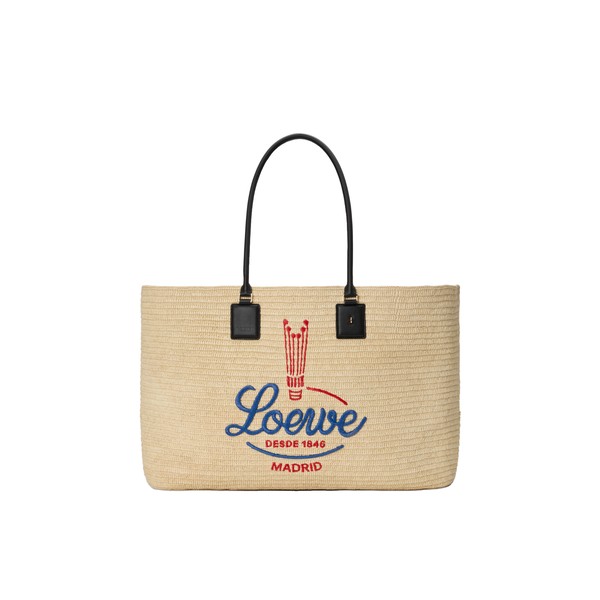 Loewe XL Verano tote in raffia, White/Multicolor | Totes & Top-Handle Bags | Coveti