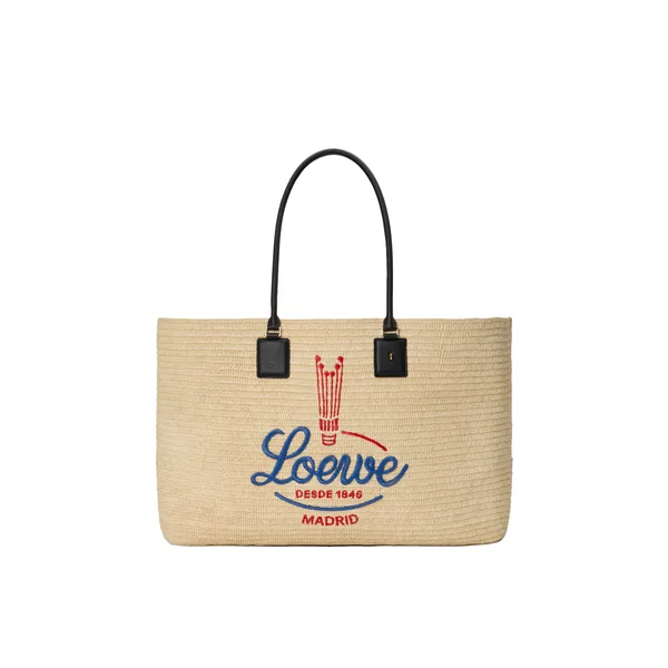 Loewe XL Verano tote in raffia, White/Multicolor | Totes & Top-Handle Bags | Coveti
