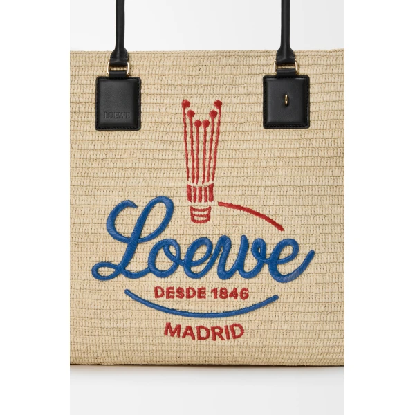 Loewe XL Verano tote in raffia, White/Multicolor | Totes & Top-Handle Bags | Coveti