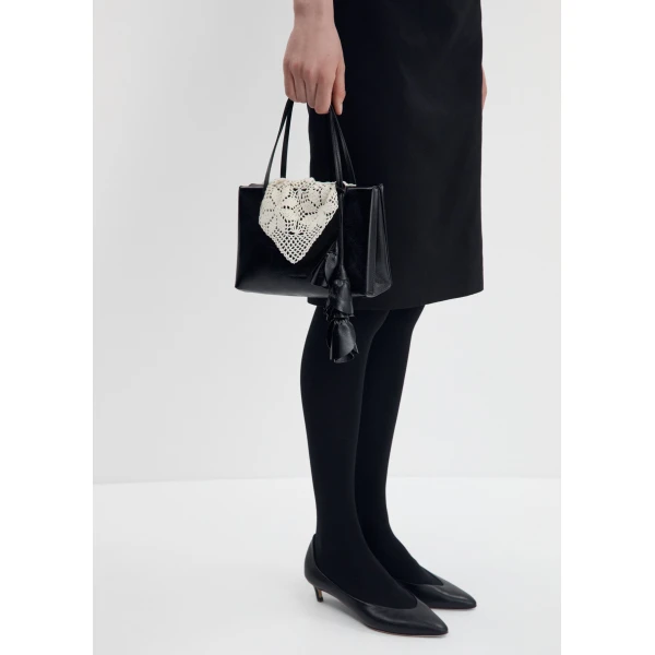 Almond pumps in black leather - Image 4