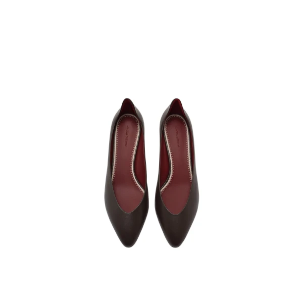 Almond pumps in brown leather - Image 3