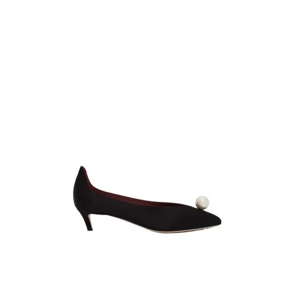 Magda Butrym Almond pumps with pearl detail in black satin