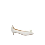 Magda Butrym Almond pumps with pearl detail in cream satin