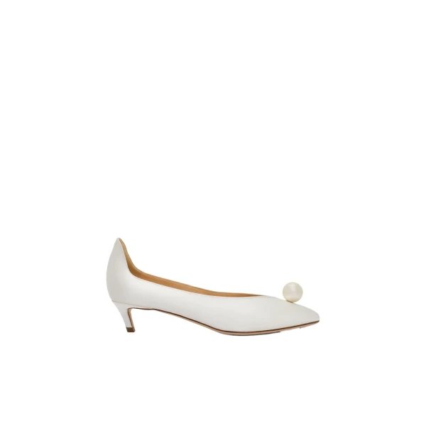Magda Butrym Almond pumps with pearl detail in cream satin