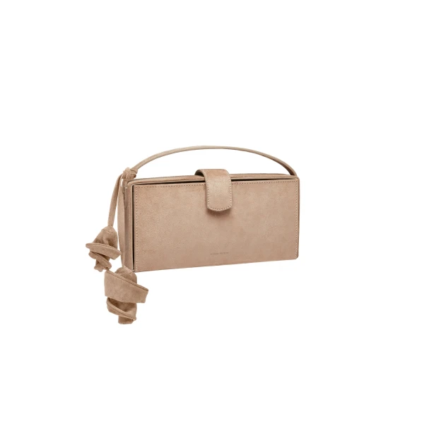 Apolonia bag in beige suede with flower charm - Image 2
