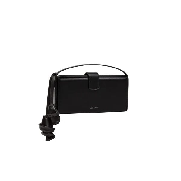Apolonia bag in black leather with flower charm - Image 2
