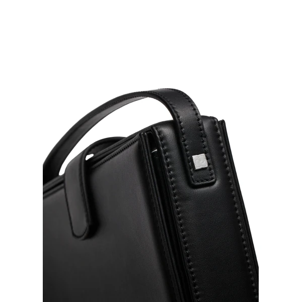 Apolonia bag in black leather with flower charm - Image 3