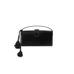 Magda Butrym Apolonia bag in black leather with flower charm and contrast stitching