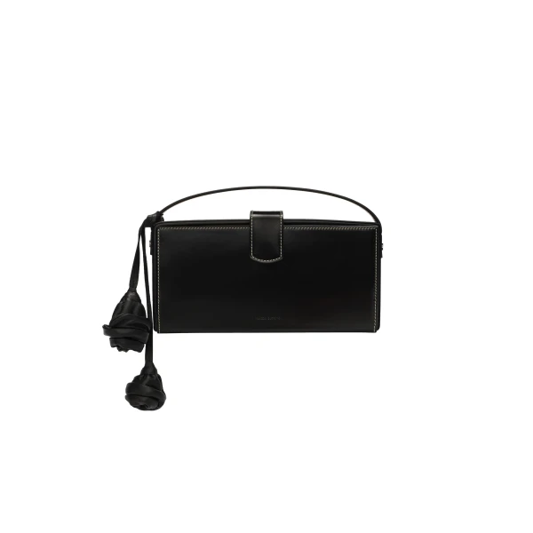 Magda Butrym Apolonia bag in black leather with flower charm and contrast stitching