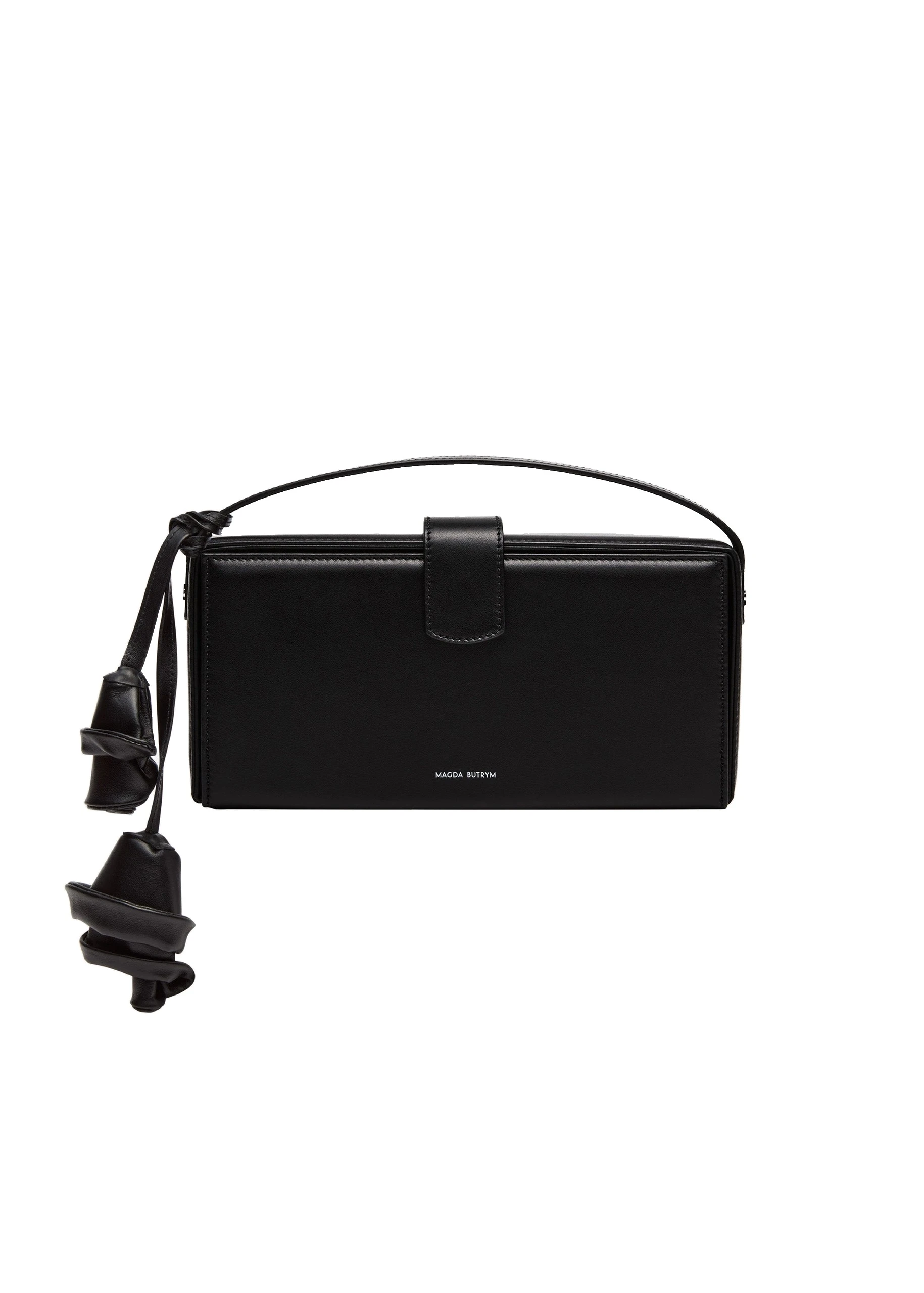 Magda Butrym Apolonia bag in black leather with flower charm | Coveti Magda Butrym Apolonia bag in black leather with flower charm