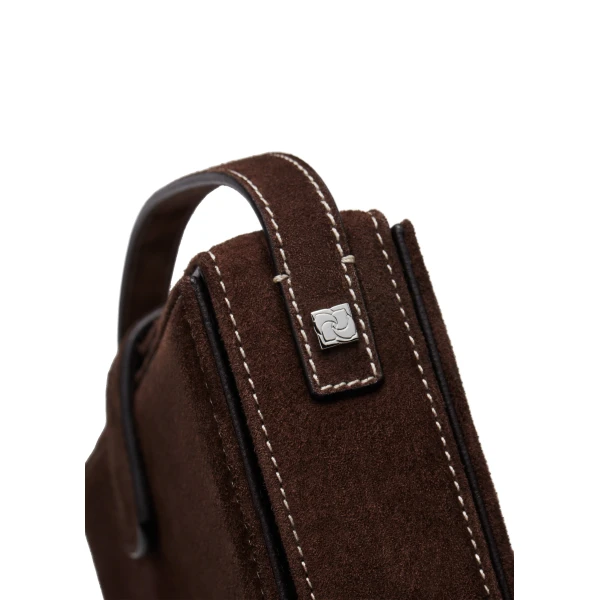 Apolonia bag in brown suede with flower charm - Image 3