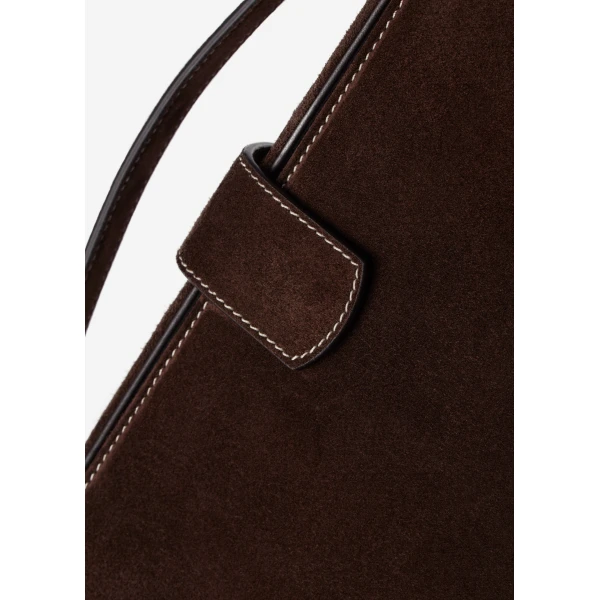 Apolonia bag in brown suede with flower charm - Image 4