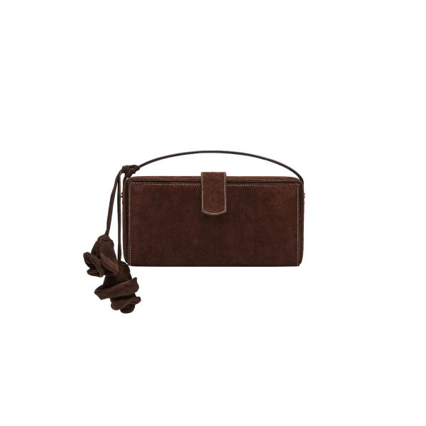 Apolonia bag in brown suede with flower charm