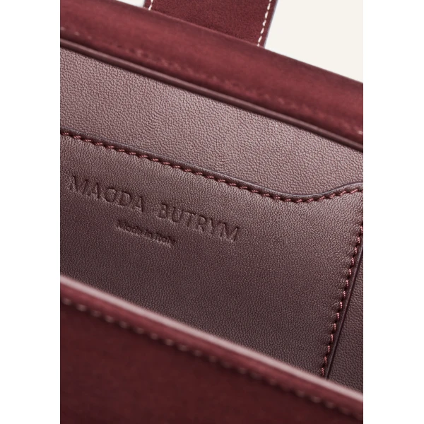 Apolonia bag in burgundy suede with flower charm - Image 3