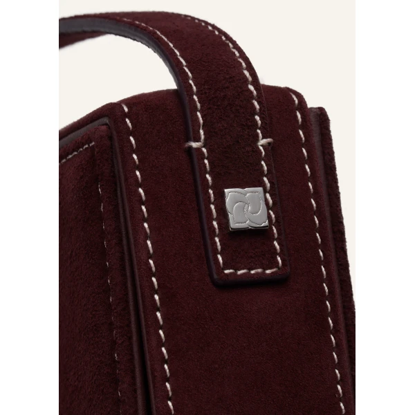 Apolonia bag in burgundy suede with flower charm - Image 5