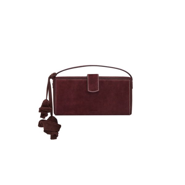 Magda Butrym Apolonia bag in burgundy suede with flower charm