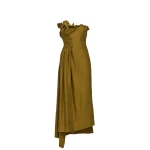 Magda Butrym Asymmetric pleated silk dress in green