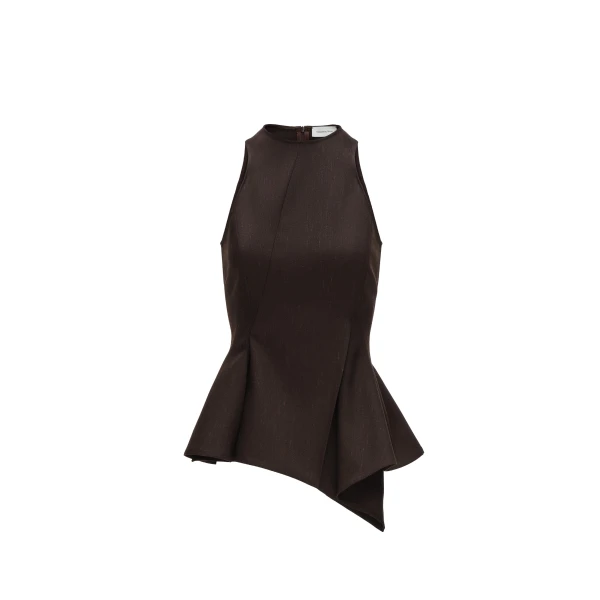 Magda Butrym Asymmetric sleeveless top in brown