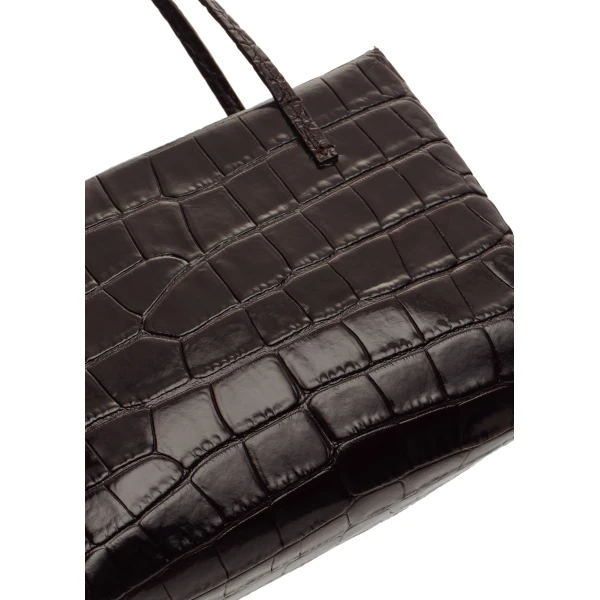 Barbara bag in croco-embossed dark brown leather - Image 4