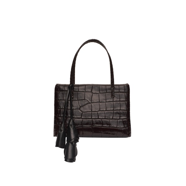 Magda Butrym Barbara bag in croco-embossed dark brown leather