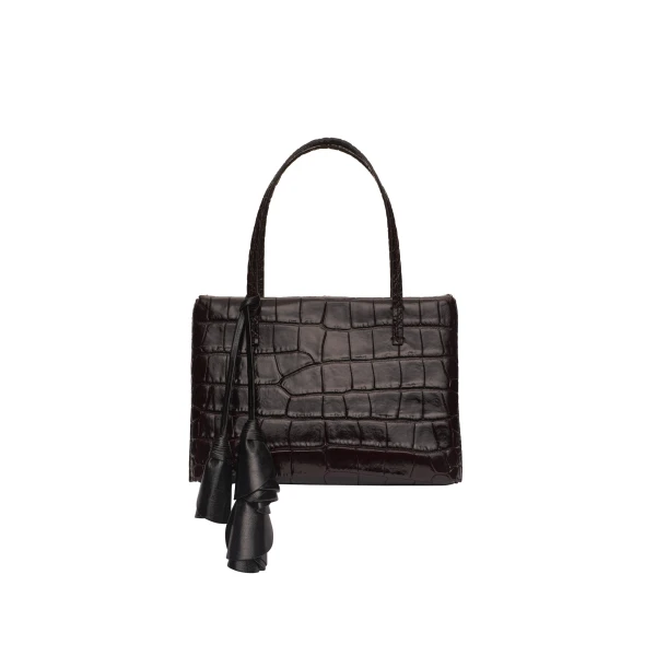 Magda Butrym Barbara bag in croco-embossed dark brown leather